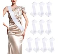 SYEYCW 10 Pcs Blank Sashes, Plain Satin Team Bride Sashes, Party DIY Accessory, for Wedding, Pageant, Homecoming, Graduation Ceremony, Hen Night Party, Birthday Decorations (White)