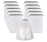 SYEYCW 10 Pcs Translucent Shoe Bags for Travel, 30 x 35cm Storage Bags with Drawstring, Portable Organizer Pouch for Shoes, Multifunctional Waterproof Dustproof Storage Bag, for Daily, Travel Use