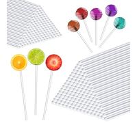 SYEYCW 100 Pcs Acrylic Lollipop Sticks, 4 Inch & 6 Inch Reusable Cake Topper Sticks, Clear Pop Stick, Acrylic Clear Stirring Rod for Making Lollipops, Cake, Cookies, Chocolate, Candy, Dessert