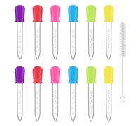 SYEYCW 12 Pcs 5ml Silicone Pipettes Dropper, Plastic Pipette Dropper with 1 Pcs Clean Brush, for Baby Feeder, Kids Candy Molds, Gummy Mold and Crafts, Liquid Dropper for DIY, Making Crafts, Pet, Plant