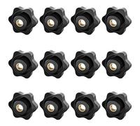 SYEYCW 12 Pcs M6 Clamping Nuts Knob, 32mm Star Head Nut, Female Thread Clamping Knobs, Black Star Screw-On Handle Nuts, Plastic Knob Grip Screw, Through Hole Knobs, for Mechanical Equipment, Furniture