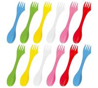SYEYCW 12 Pcs Plastic Forks, Spork Camping Cutlery Set, Portable and Reusable Spork, Lightweight and Strong Spoon Fork for Outdoor, Camping, Backpacking Hiking, Travel, 6 Colors