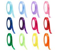 SYEYCW 12 Rolls Polyester Satin Ribbons, Double Sided Wide Curling Satin Ribbon Rolls, 6 mm × 22 Meters Each, for DIY Art & Crafts, Gift Wrapping, Balloons, Bows, Wedding, Birthday Party Decorations