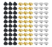 SYEYCW 120 Pcs Butterfly Clutch Pin Backs, 40 Pcs Black Rubber Pin Back, 80 Pcs Silver Gold Metal Locking Backs, Replacement Uniform Tie Tack Pins Back, for Brooch, Jewelry Making, Hats, Badges