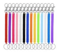 SYEYCW 14 Pcs Stretchy Spiral Keyring, Stretchy Keyring With Clip, Retractable Springs Keychains with Lobster Clasp, Plastic Keychain Spring Key Holder, for School, Work, Cell Phone, 14 Colors