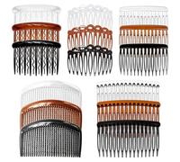 SYEYCW 15 Pcs Hair Comb Slides, French Side Comb, Plastic Side Hair Twist Decorative Comb with Teeth, Black, Transparent and Brown, for Bridal Wedding Veil, for Women, Girls Thick and Fine Hair
