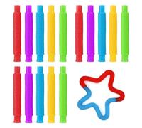 SYEYCW 15 Pcs Pop Tubes, Mini Colourful Tubes Sensory Toys, Plastic Toy, Functional Stress Relief Toys, Light and Portable, Colorful Stretch Pipe Sensory Toy for Autism and Adult Reduce Anxiety