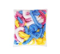 SYEYCW 150 Pcs Shower Cap, 42 cm Women Men Bath Caps Hair Cap, 4 Colors Waterproof Shower Cap, Plastic Shower Caps for Hair Treatment for Salon, Spa, Travel, Home Use, Hotel