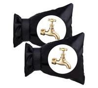 SYEYCW 2 Pcs Black Outside Tap Covers for Winter, 21 x 15cm Waterproof Thickened Outdoor Tap Cover Protector, Insulated Thermal Tap Jacket, Protects Your Outside Faucet from Frost Freezing Bursting