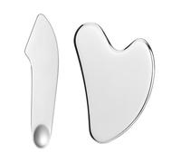 SYEYCW 2 Pcs Gua Sha Massage Tool, Stainless Steel Guasha Scraping Massage Tool, Heart Shaped and Bar Shaped Gua Sha Tools for Jawline Sculpting and Puffiness Reducing, for Face, Eyes, Neck, Body