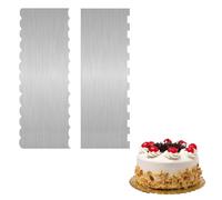 SYEYCW 2 Pcs Metal Cake Scraper, Double Sided Patterned Cake Edge Smoother, Stainless Steel, Icing Frosting Buttercream Comb, for Birthday, Wedding, Home Party, Baking and DIY