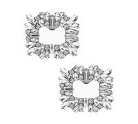 SYEYCW 2 Pcs Rhinestone Shoe Clips, Silver Crystal Shoes Buckles Charms, Detachable Shoe Decorations for High Heels, Elegant Shoes Clip On Accessories, for Women Wedding Prom Party