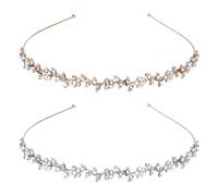 SYEYCW 2 Pcs Silver Crystal Bridal Crown Tiara, Bridal Headband, Flower Rhinestone Pearls Crowns Headband, Luxury Sparkly Wedding Party Hair Band, Elegant Accessories for Women Wedding Birthday Prom