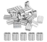 SYEYCW 20 Pcs Aluminum Sleeve, 3 mm Wire Rope Crimping Sleeves, Double Ferrule for Wire Rope, Cable Crimps Sleeves Clip, Aluminum Crimping Loop Sleeve Clip for Wires Rope and Cable Line End