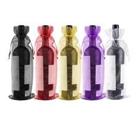 SYEYCW 20 Pcs Clear Wine Bottle Gift Bags with Drawstring, 37 × 14 cm Wine Bottle Gift Bags for Wine, Champagne, Wedding, Birthday, Christmas, Baby Shower Party, Festival Gift Favors Decor, 5 Colors
