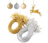 SYEYCW 200 Pcs Christmas Ornament Hangers String, Christmas Tree Strings with Snap Lock Fasteners for Xmas, Precut Hanging Ropes for Baubles, for Christmas Tree Decorations, Gold, Silver