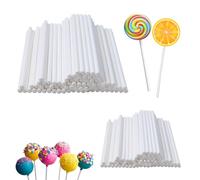 SYEYCW 200 Pcs White Paper Cake Pop Sticks, Round White Lolly Stick, 7.3 cm and 15 cm Food Grade Paper Lollipop Sticks, for Making Cake Pop, Lollipop, Hard Candy, Chocolates, Cookies