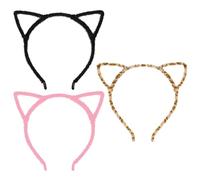 SYEYCW 3 Pcs Cat Ears Headband, Halloween Headbands for Women, Leopard Print Ears and Furry Cat Ear Hair Bands Hoops, Catwoman Costume Hair Accessories, for Masquerade, Halloween Party, Daily Wear