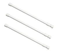 SYEYCW 3 Pcs Extendable Net Curtain Rods, 30-50cm Adjustable Tension Rod, White Extendable Hanging Bar, Spring Loaded Tension Rods, Drying Support Rods, for Windows, Bookshelf, Wardrobe, Cupboard