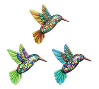 SYEYCW 3 Pcs Metal Hummingbird Wall Art Decor, Colorful Birds Wall Sculptures Hanging Decoration, Wrought Iron Hummingbird Art Fence Decorations, Outdoor Garden Ornaments, for Backyard, Porch, Patio