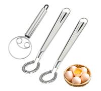 SYEYCW 3 Pcs Stainless Steel Dough Whisk Set, 2 Pcs Spring Coil Wire Egg Beater, 1 Pcs Danish Dough Mixer, Manual Mini Whisks, Hand Mixer Kitchen Tool, for Coffee Sauce Milk Mixing, Dough Bread