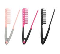 SYEYCW 3 Pcs V Hair Straightening Styling Comb, Ergonomic Handle with Sectioning Holes, Lightweight And Convenient, Wet Dry, Suitable for Knotty Hair, Home, Salon Use or Daily Travel