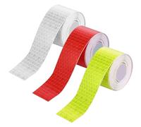 SYEYCW 3 Rolls Reflective Tape, 3m x 2cm Waterproof Self-Adhesive Warning Stickers, PVC Security Marking Tape, Red Yellow White Outdoor Safety Reflective Tape, for Vehicles, Bikes, Helmets, Clothing