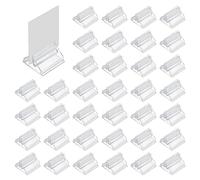 SYEYCW 36 Pcs Acrylic Card Stands, 1.9 x 1.3cm Transparent Table Sign Stands, Plastic Board Game Pieces Card Holders, Photo Holders for Tables, for Wedding Cards, Photos, Memos, Pictures Display