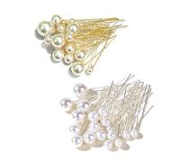 SYEYCW 36 Pcs Pearl Hair Pins, 6 Sizes Wedding Hair Pins, Jewelry Boho Vintage Hair Piece, Pearl Bobby Pins U Shape for Brides Style, for Weddings, Proms, Parties and Festivals, 2 Colors