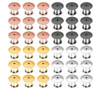 SYEYCW 36 Pcs Pin Badge Backs, Metal Locking Pin Backs, No Tool Required, Sturdy and Durable Locking Pins Back Replacement, Lock Clasp for Jewelry Brooches Badge Name Tags Crafts DIY, 4 Colors