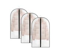 SYEYCW 3Pcs PEVA Translucent Waterproof Dustproof Clothes Covers, Zipper Garment Protector Bags for Shirts, Coats, Dress, Suits (Black, 60 x 100cm)