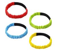 SYEYCW 4 Pcs 3 Legged Race Bands, Three Legged Race Bands for Adults Kids, Colorful Elastic Tie Rope with Magic Adhesives, for Carnival Relay Game, Field Day, Outdoor Team, Red, Yellow, Blue, Green