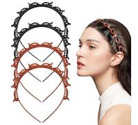 SYEYCW 4 Pcs Clip Headband, Multi-Layer Teeth Comb Hair Hoop Headband with Clips Attached, Non-Slip Double Bangs Hairstyle Hairpin, Hairstyle Accessories, Hair Styling Tools for Women Girls