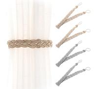 SYEYCW 4 Pcs Curtain Tie Backs, Hand Knitting Curtains Braided Tiebacks, Simple Type Curtain Tie Backs and Accessories, for Home, Office, Restaurant, Bar, Office, Hotel Window Decoration, 2 Colors