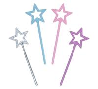 SYEYCW 4 Pcs Fairy Wand, Princess Wand, Sparkle Star Princess Wand, Colourful Magic Stick, Glitter Flower Wand, Wand for Weddings, Birthday, Party, Christmas, Masquerade Dress Up