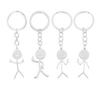 SYEYCW 4 Pcs Funny Keyring, Middle Finger Keyrings, Personalised Smiling Silver Middle Finger Keyring, Love Matching Keychains, Long Distance Friendship Gifts for Couple Friends Brothers