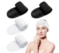 SYEYCW 4 Pcs Makeup Headband, Spa Headband, Adjustable Facial Headband, Women Facial Makeup Head Band Head Wraps, Facial Loop Yoga Headband Self-Adhesive Towel, for Washing Face, Bath, Sport, Yoga