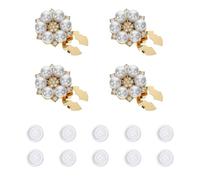SYEYCW 4 Pcs Pearl Rhinestone Button Covers Clip on with 10 Shirt Buttons, Cufflinks Covers for Women Men, Detachable, DIY Fashion Accessories for Shirts, Dresses