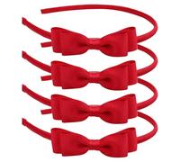 SYEYCW 4 Pcs Red Bow Hairbands, School Bows Headbands, Girls Uniform Bow Headband, Hair Accessories for Girls, Toddlers, Teens, Alice Ribbon Bands, Gift for Christmas Birthday New Year Present