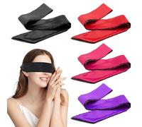 SYEYCW 4 Pcs Satin Eye Mask, Adjustable Silk Eye Cover, Comfortable Soft Satin Eye Mask, Night Sleeping Blinder Eye Shield Cover for Women Men, for Couples, Travel, Games, Valentine's Day Gift