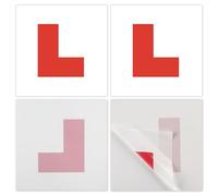 SYEYCW 4 Pcs Sticker L Plates for Drivers, 2 Pcs Self Adhesive L Sticker, 2 Pcs Electrostatic L Plate for Car Window, Without Scratching, for New Learner Drivers Automotive Internship Newbies