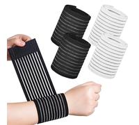 SYEYCW 4 Pcs Wrist Wraps, Elastic Wrist Straps, Breathable Hand Brace for Support, Adjustable Polyester Sleeve Compression Brace Wristband, for Weightlifting Tennis Basketball Work, for Women Men