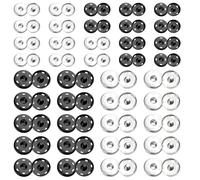 SYEYCW 40 Metal Sets Sew on Snap Buttons, Press Studs Poppers Fastener for Clothing, Press Studs Snaps Fasteners, for Sewing Clothes, Handbag, Purse, DIY Craft Projects, 8.5mm, 15mm, Black, Silver