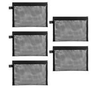 SYEYCW 5 Pcs Black Small Zipper Mesh Bags, 19 x 14cm Cosmetic Bag with Zipper, Nylon Mesh Pouch for Toiletries, Portable Organizer Pouches, Holiday Essentials Accessories, for Travel, Home, Office