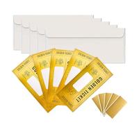 SYEYCW 5 Pcs Golden Ticket Scratch Card Reveal with Envelopes, Personalised Surprise Gifts, for Birthday, Christmas, Valentine’s Day, Holiday, DIY Greeting Card Set for Women and Men