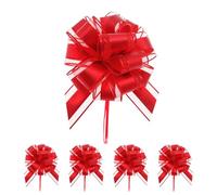 SYEYCW 5 Pcs Large Pull Bows for Gift Wrapping, 7inch Red Bow, for Present, Baskets, Wedding or Flower Decorations, for Easter, Thanksgiving Day, Valentine's Day, Birthday Gift Decorations