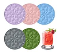 SYEYCW 5 Pcs Silicone Coasters for Drinks, Yoghurt Pot Lids Only Fit 9.5cm Diameter Pots, Reusable Silicone Large Tops, Lids for Yoghurt Pots, Coffee Table Decor, Suitable for Cup Lids and Coasters