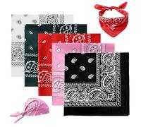 SYEYCW 5 Pcs Unisex Paisley Bandanas, Print Head Scarf for Men and Women, Colourful Cowboy Bandana, Square Stylish Hair Scarf, Multifunctional Headbands Neckerchief, for Motorcycling, Face Covering