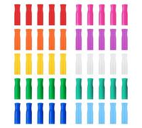 SYEYCW 50 Pcs Silicone Straw Tips, Multicoloured Food Grade Straws Tips Covers, Reusable Straw Tips for 1/4 Inch Stainless Steel Straw, Food Grade Silicone Tips for Metal Straw Topper