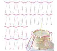 SYEYCW 50 Pieces Light Pink Cake Bows, Pink Bowknot Cake Toppers, Bow Tie Cakes Topper Decorations, Vintage Decoration for Parties, for Kids Birthday Party Wedding Anniversary Decorations Supplies